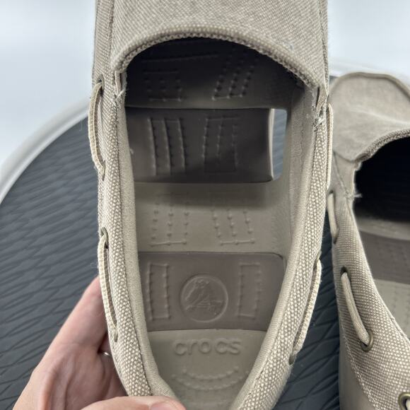 Men's Crocs Beach Line Canvas Slip On Boat Shoes Loafers Mens Size 13 Comfort - Picture 9 of 10